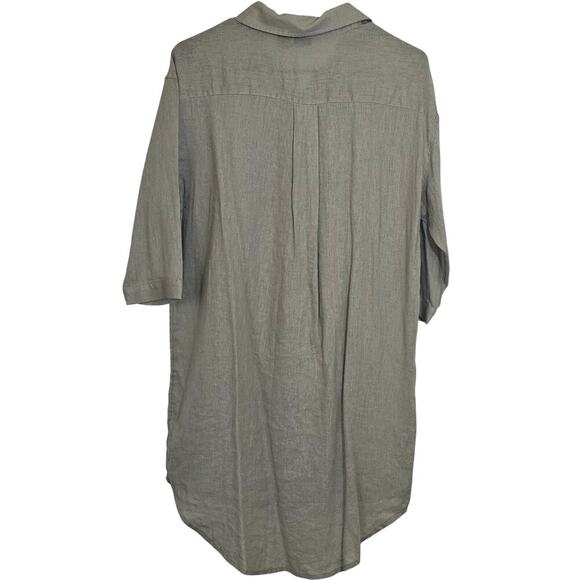 Tahari NWT Women's Linen Tunic Top Blouse Shirtdress Small Green Summer Natural - Picture 9 of 9